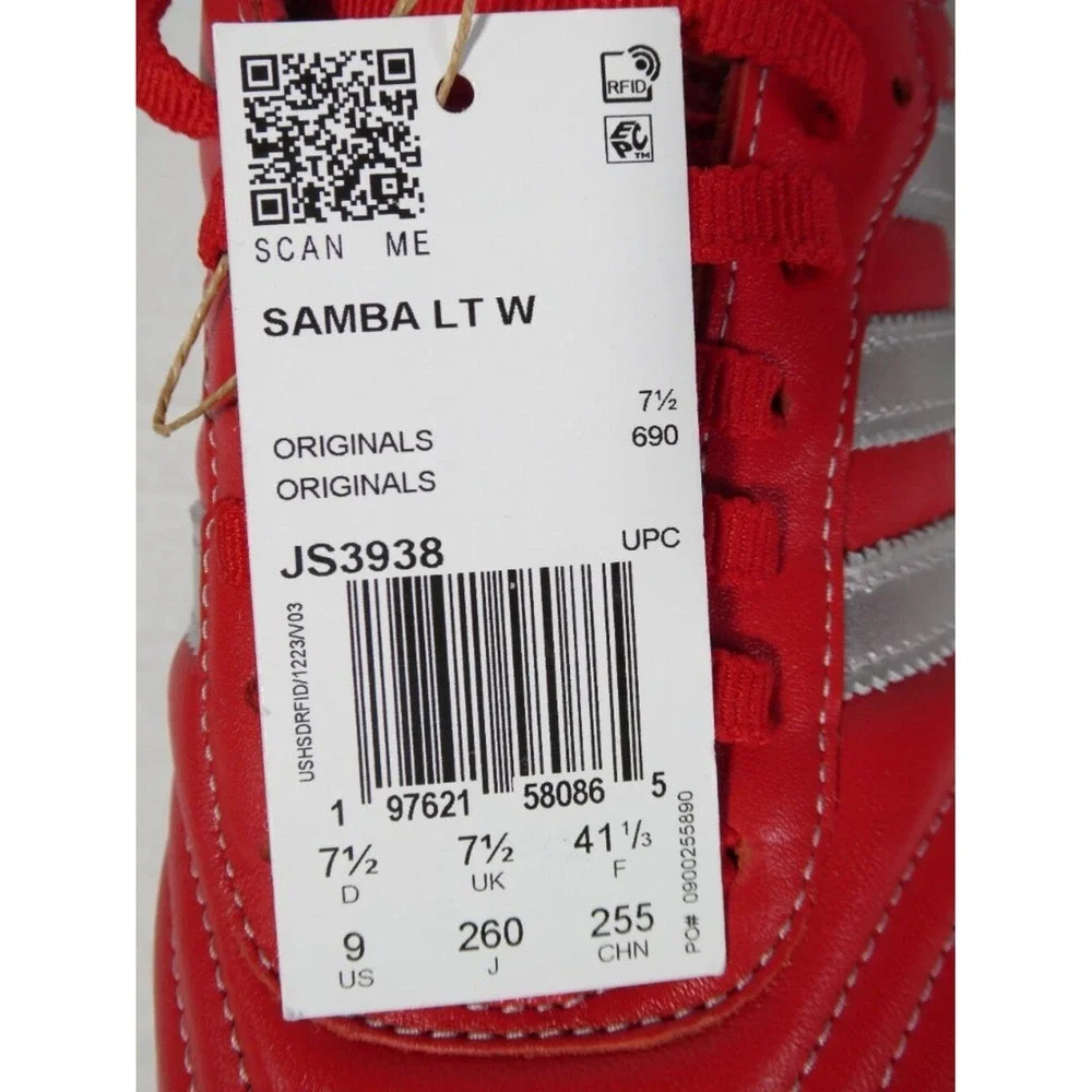 Adidas Women's Samba LT JS3938 Red Silver Sneakers‎ Size 9